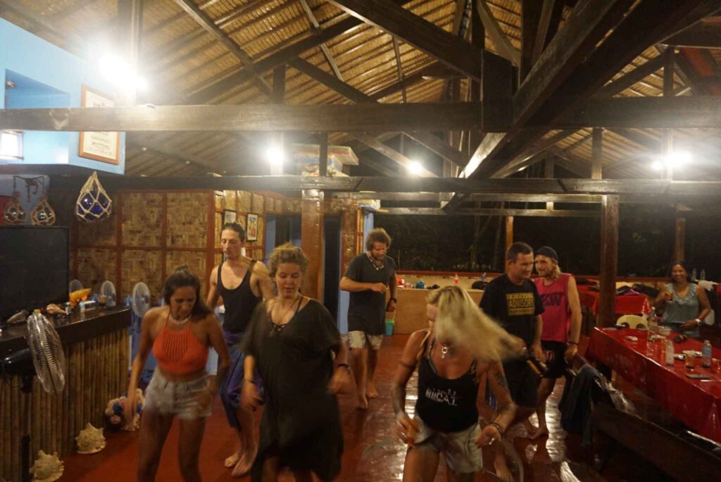 group of friends guests dancing